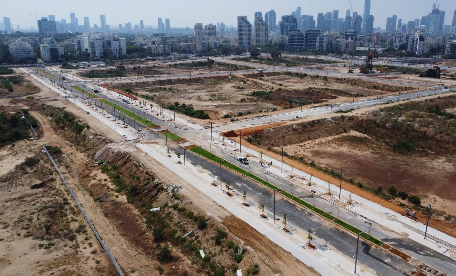 Construction activity on the Sde Dov airfield site