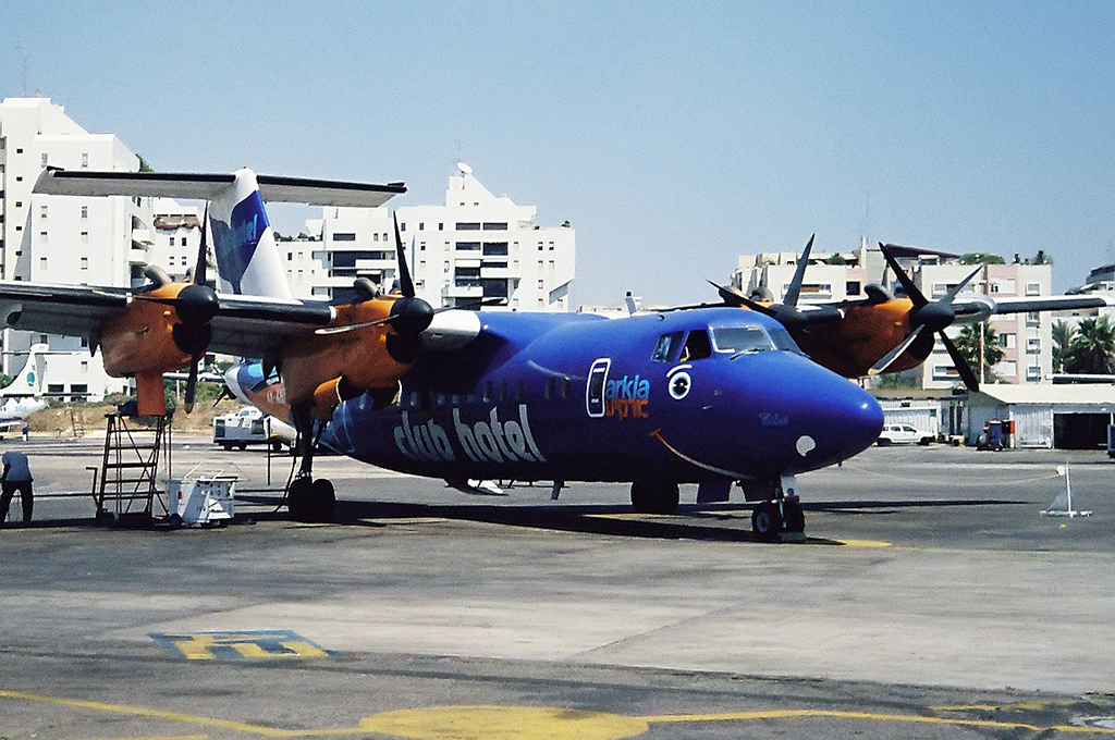 Arkia aircraft on the Sde Dov apron, 1996