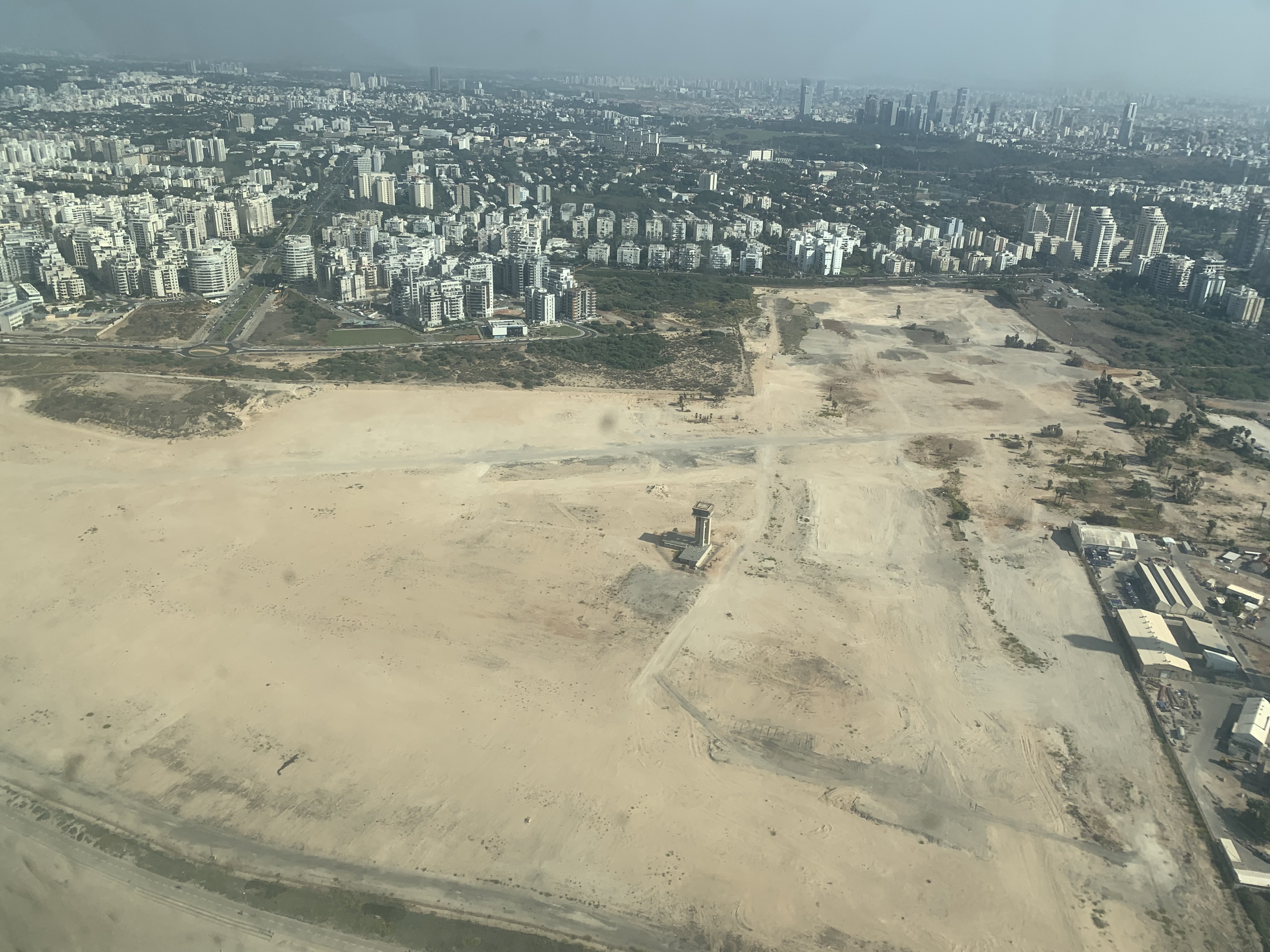 Aerial of the demolished Sde Dov airport site, October 2020
