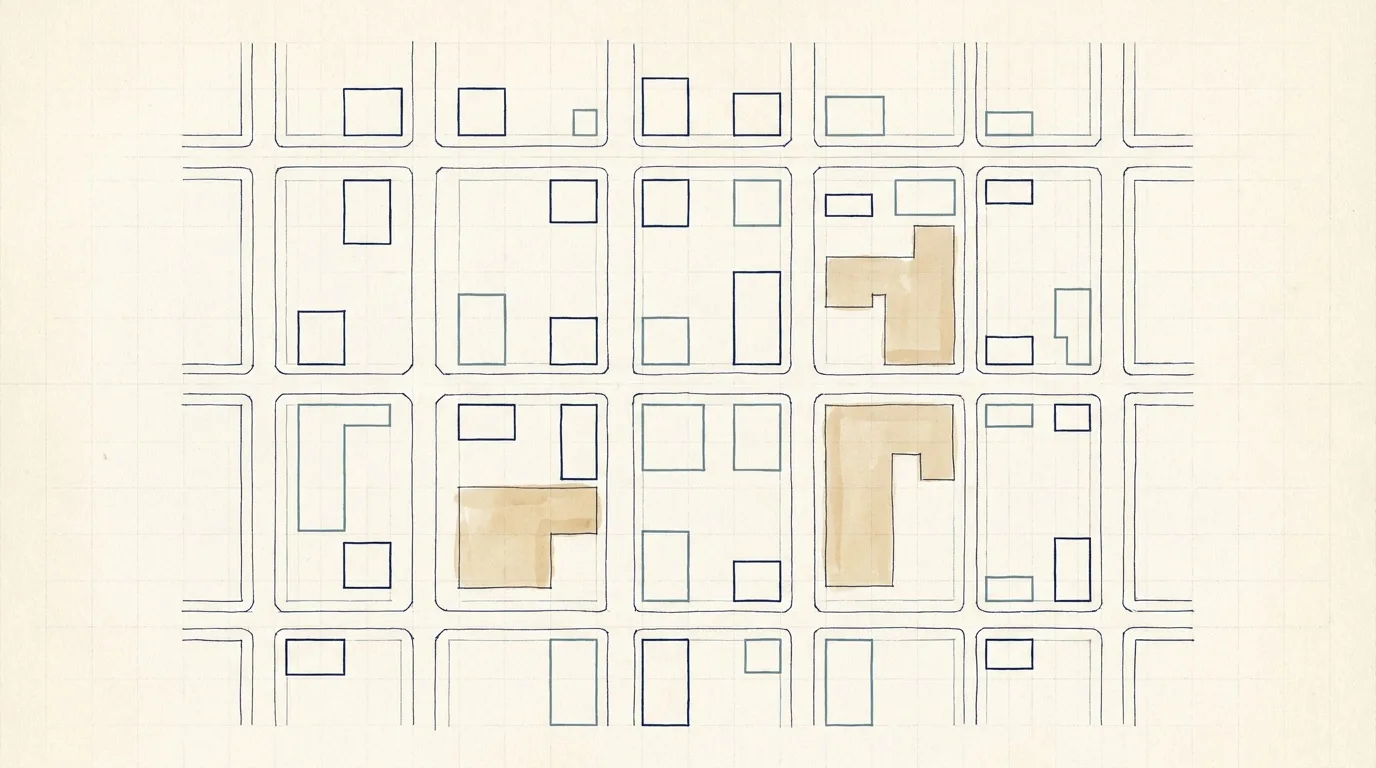 Survey drawing of four transit stop markers with one stop labeled and three left blank