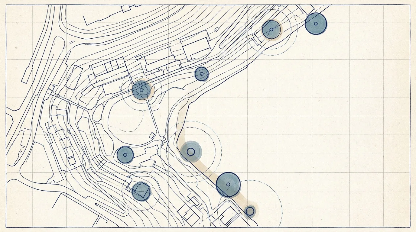 Survey drawing of overlapping jurisdictional boundaries over a coastal site plan