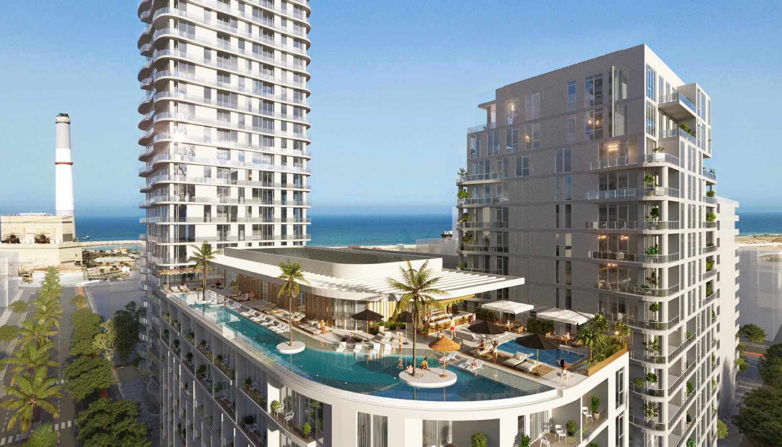 DIMRI YAMA infinity pool amenity rendering