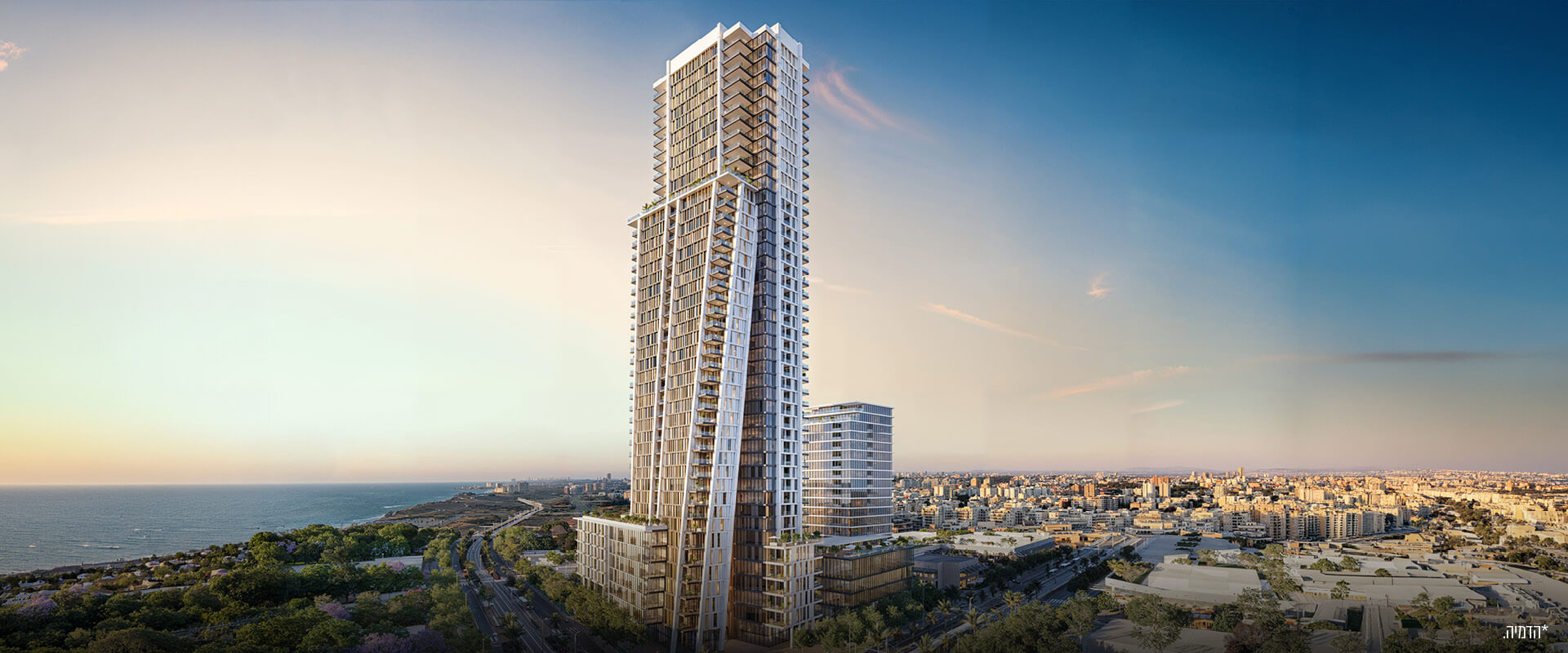 GINDI VOGUE rendering with towers along the Sde Dov coastline